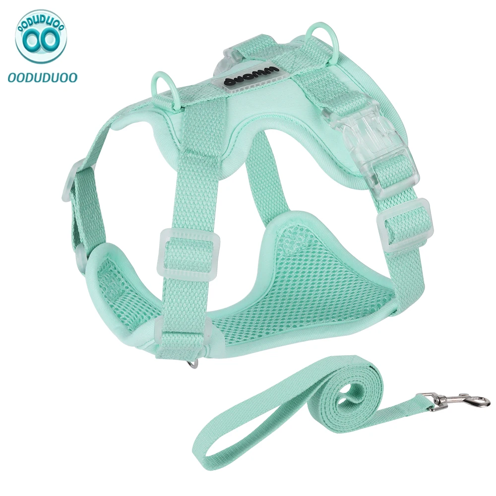 

OODUDUOO Adjustable Dog Harness Leash Set for Small Medium Dogs,Dopamine Colors,Breathable Mesh,Anti-Pull,Lightweight,Hangable
