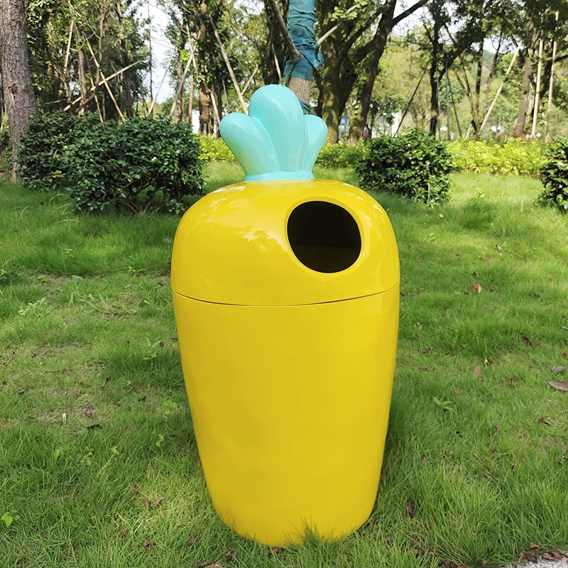 Kindergarten Cartoon Sorting Trash Bin Outdoor Campus Creative Plants Trash Can Outdoor Cute Radish Boxes