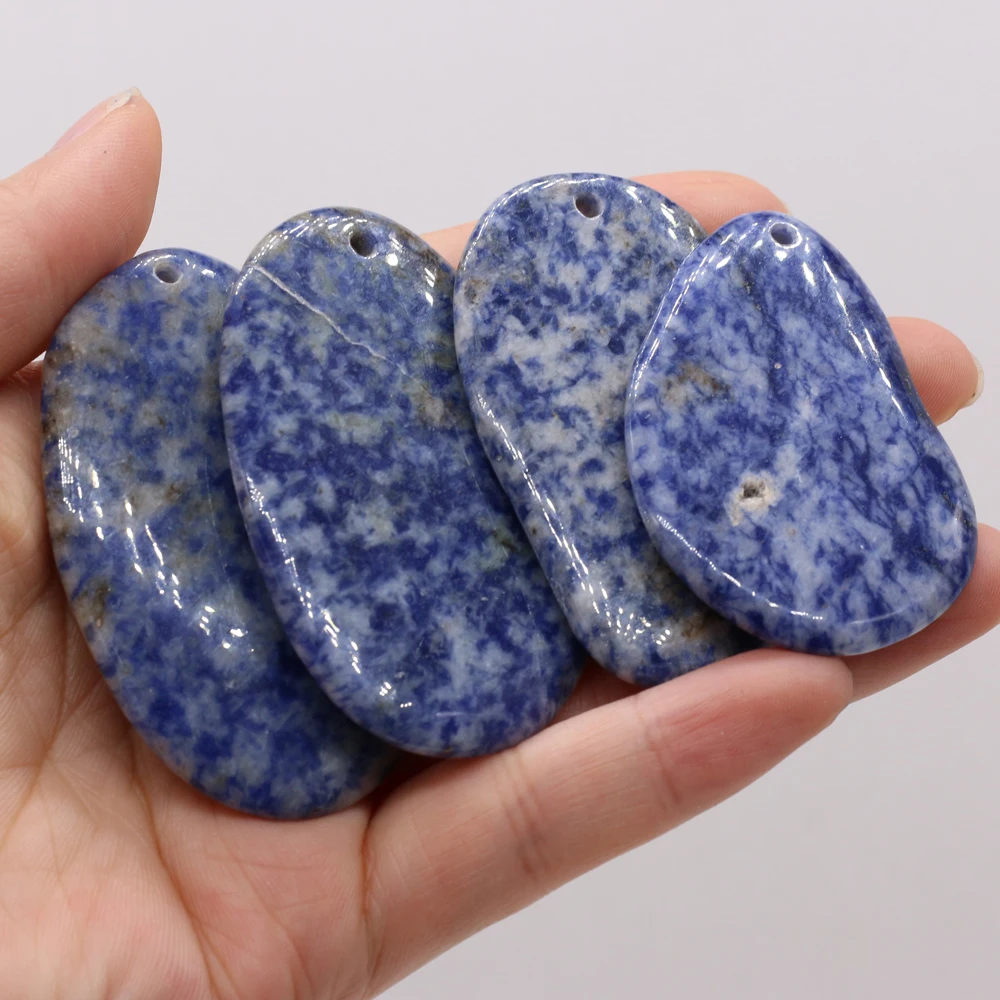 Natural Stone Pendant Charms Natural White Dot Blue Pendant for Women Making DIY Jewelry Necklace 30x45-40x50mm