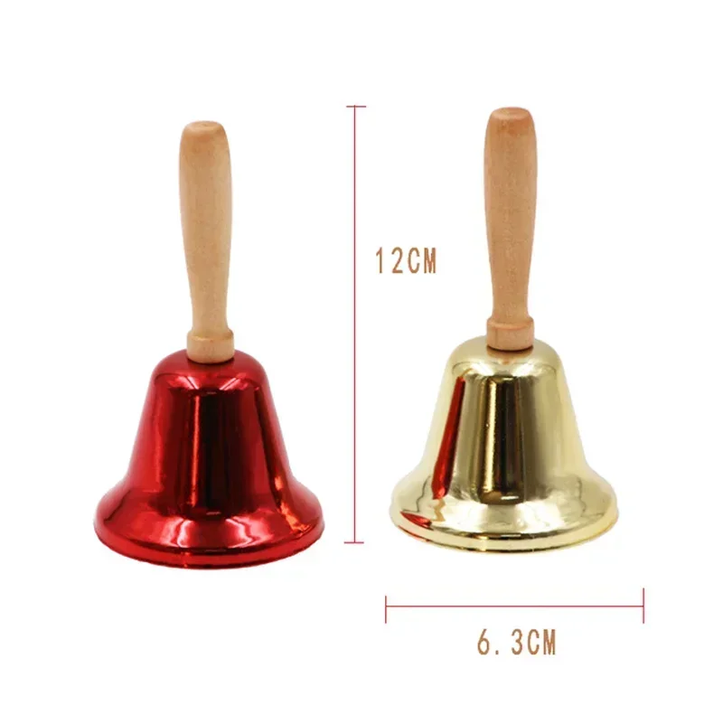 Creative Wooden Christmas Hand Bell Jingle Bells Crisp Tone Santa Claus Attraction Attention School Wedding Party Supplies