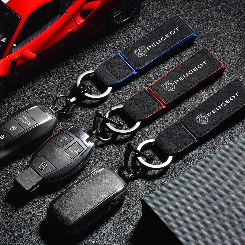 Suede Leather Car Keychain Keyring Pendant Fob For Peugeot 206 207 307 3008 2008 308 406 407 408 508 301 208 Jewelry Accessories