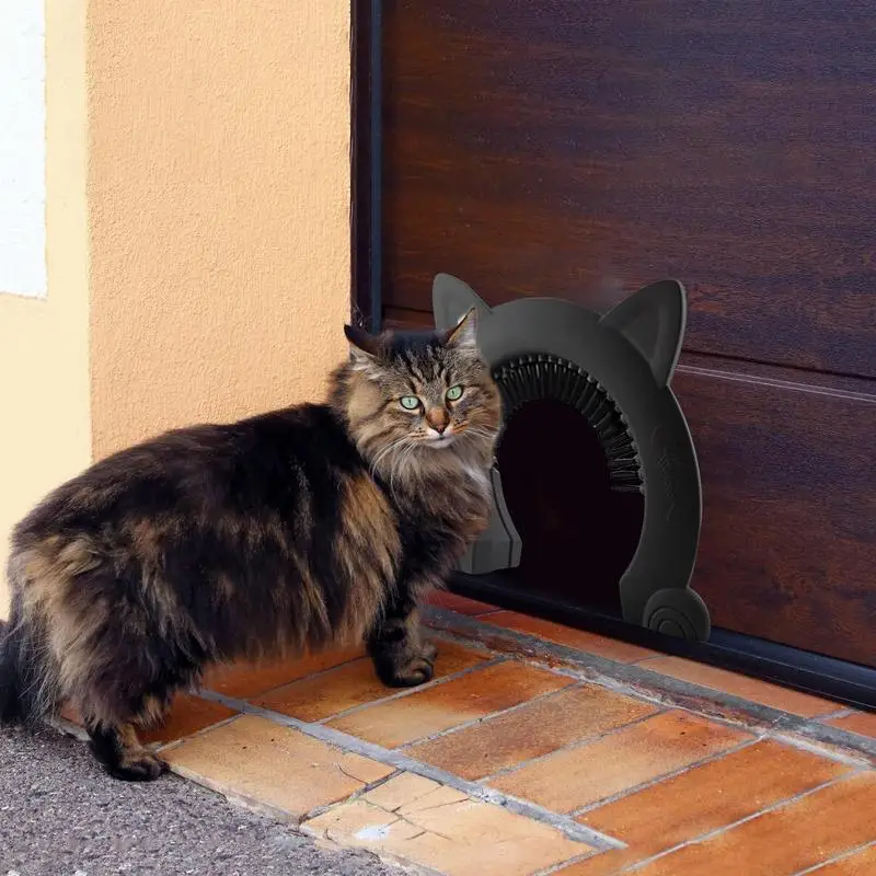 Pet Cat Dog Door Hole Access Direction Controllable Toy For Pet Training Dog Cats Kitten ABS Pet Gate Door Kit with Clean Brush