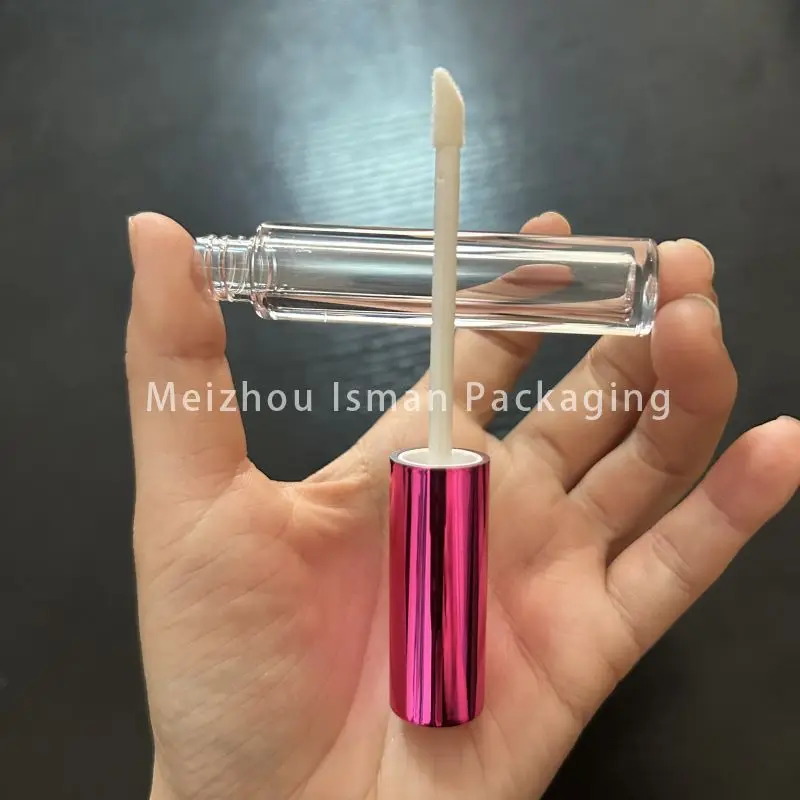 50 Buah Baru Kualitas Tinggi 3Ml Bulat Metalik Hot Pink Eyeliner Tabung Lip Gloss Kemasan Wadah Bulu Mata dengan Sikat