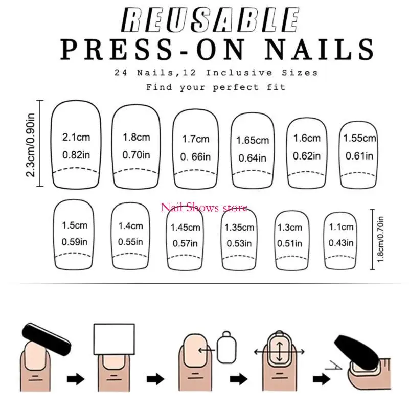 E0BC mittlerer quadratischer Sargpresse auf Nagel glitzernder französischer falscher Nagel Acrylnagel