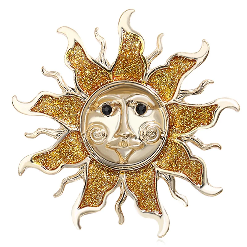 Alloy Sun Brooch Art Decor Medieval Vintage Heavy Industrial Sun Face Brooch