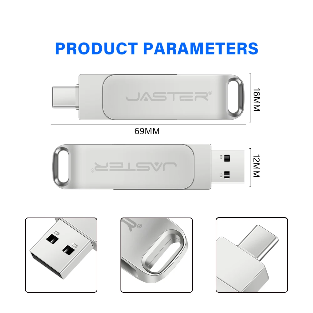 Unidad Flash USB TYPE-C, pendrive OTG giratorio de 64GB, 32GB, Mini Memory Stick de Metal para teléfono móvil, regalo creativo, envío gratis