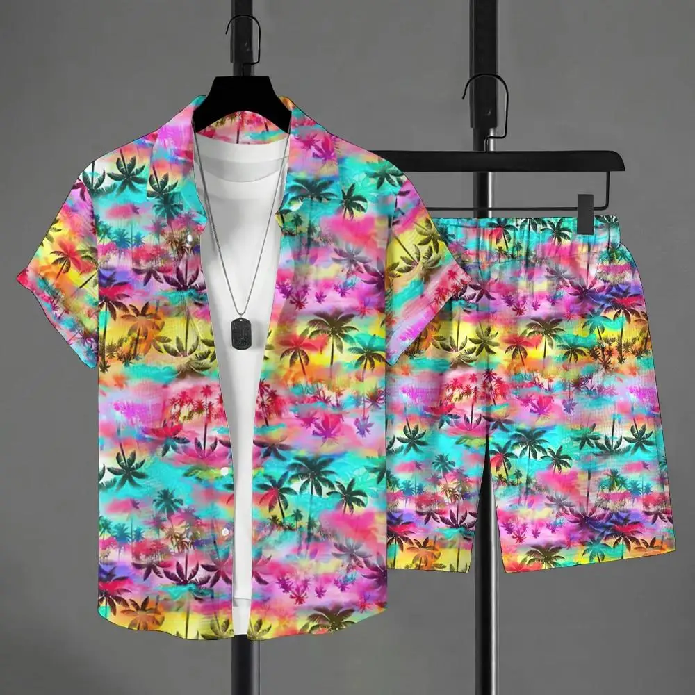 

Hawaiian Style Men's Short-sleeved Shirt Summer Short-sleeved Shirt Beach Short Men's Suit Street Casual Y2k Mens Shorts Leisure