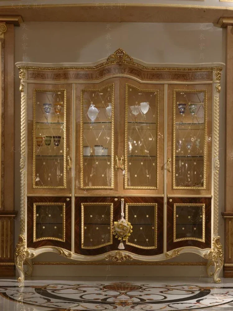 European palace villa living room wine cabinet four doors Italian luxury home wine cabinet custom