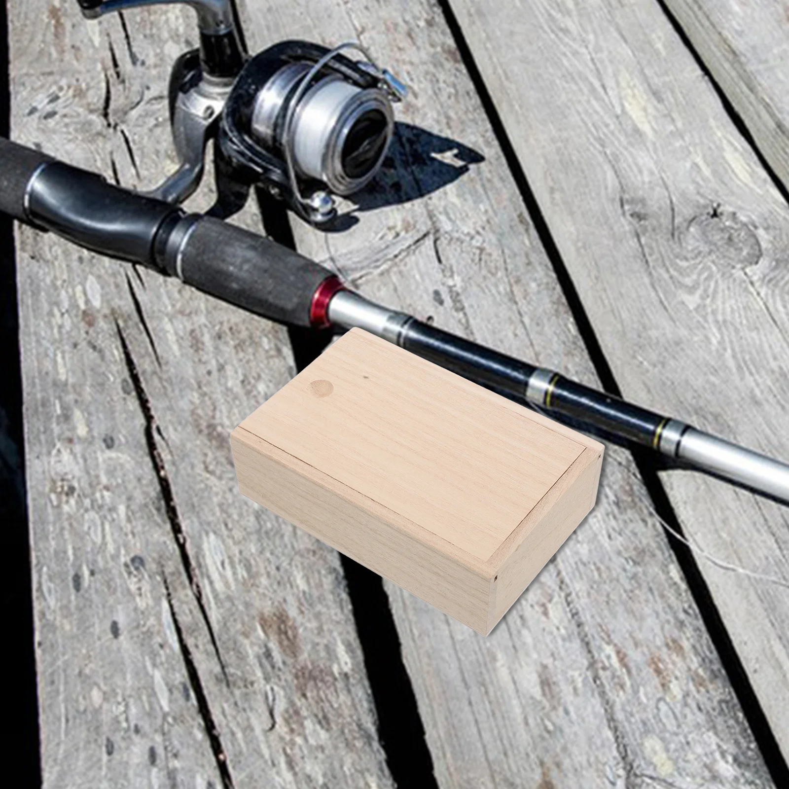 

Small Wooden Bait Box Portable Fishing Bait Storage Organizer Multiple Compartments Fishing Lure Holder for Anglers