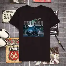 Final Fantasy Men's Tshirt Cute Shirt Mens Fashion Game Cloud Strife T-Shirt For Men Casual Buster Cactus Tops Short Sleeve