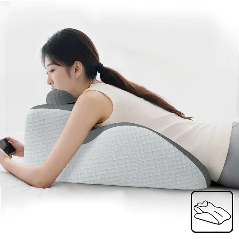 

Memory Foam Body Pillow Breathable Holes Waist & Neck Support Optional Slow Rebound Zero Pressure for Bed Sofa Gray