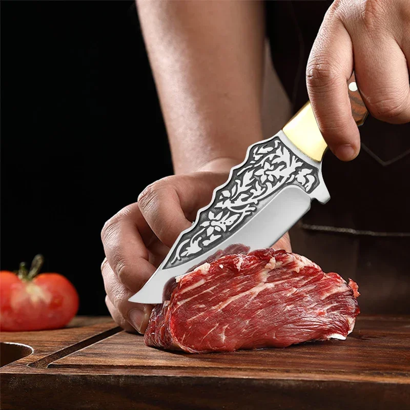 Kitchen Knives Slicing Meat Fruit Vegetables Boning Knife Chef Cleaver Butcher Knife Wooden Handle Hand Forged Blade Chef Knife