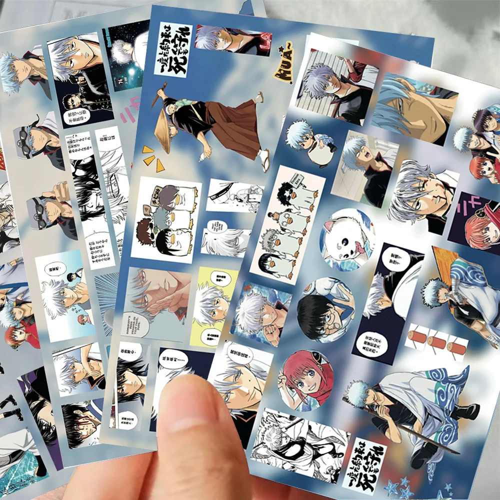 Gintama Anime Zubehör Kiss-Cut-Aufkleber-Bögen Cartoon-Charakter Vinyl-Sticker für Scrapbooking, Kartenherstellung, DIY-Geschenke