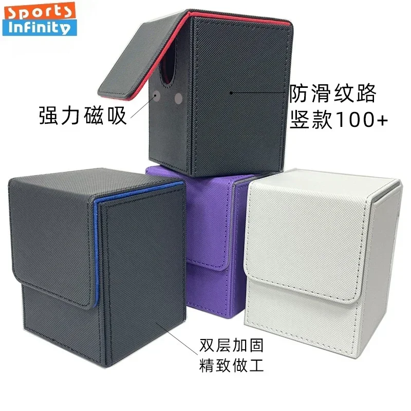 Checkered Vertical Card Box 100+Poker Storage Box Board Game Black Blue Red Green Purple Yellow White Dice Storage Box