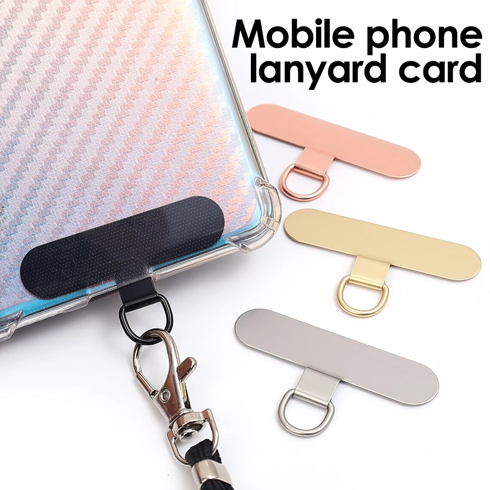 Stainless Steel Hanging Clip Cards 0.4MM Ultra-thin Mobile Phone Lanyard Tether Tab Anti-lost Anti-fall Metal Sling Piece Patch