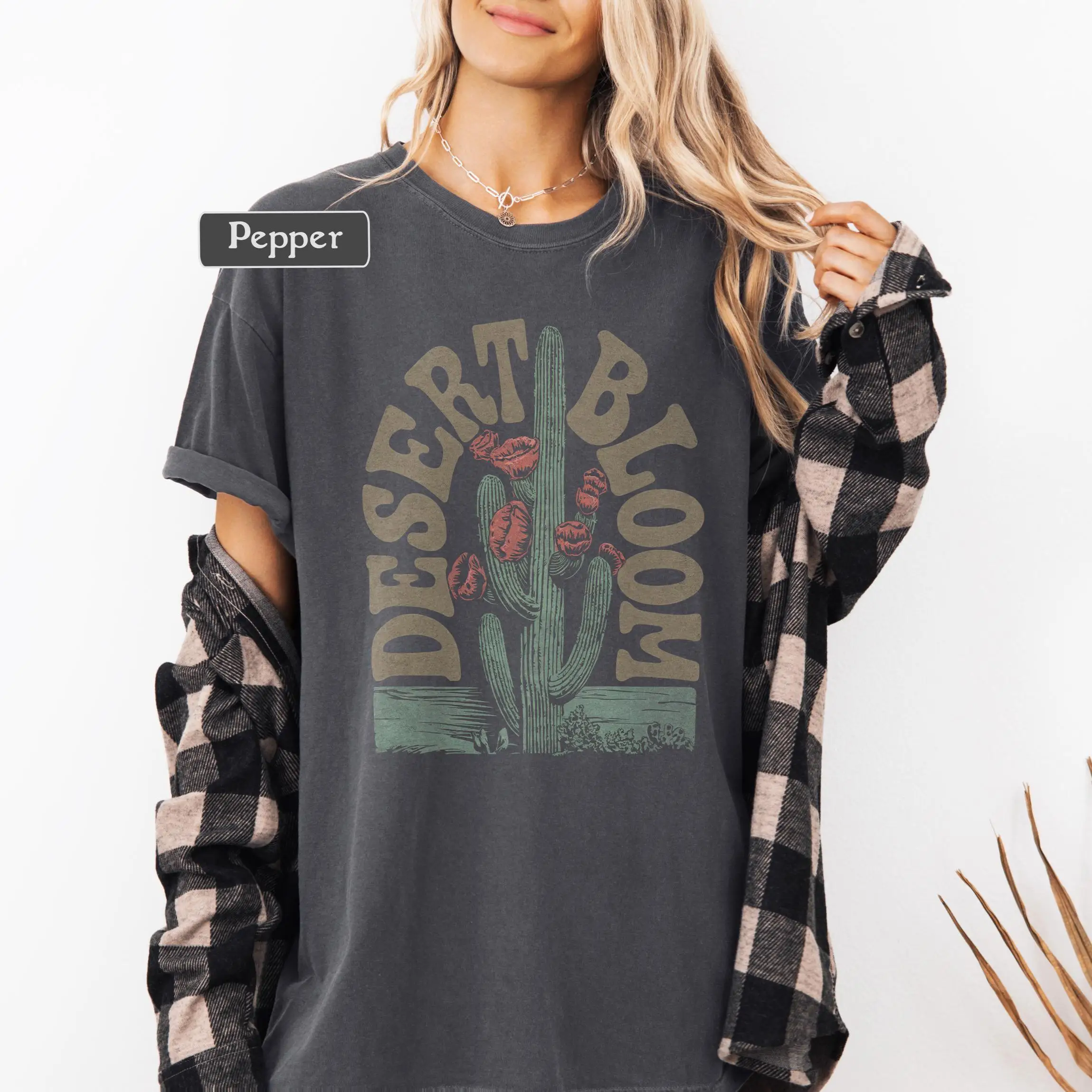 

Женская футболка больших размеров с цветочным узором в пустыне, хлопковая дышащая модная и универсальная уличная одежда унисекс большого размера