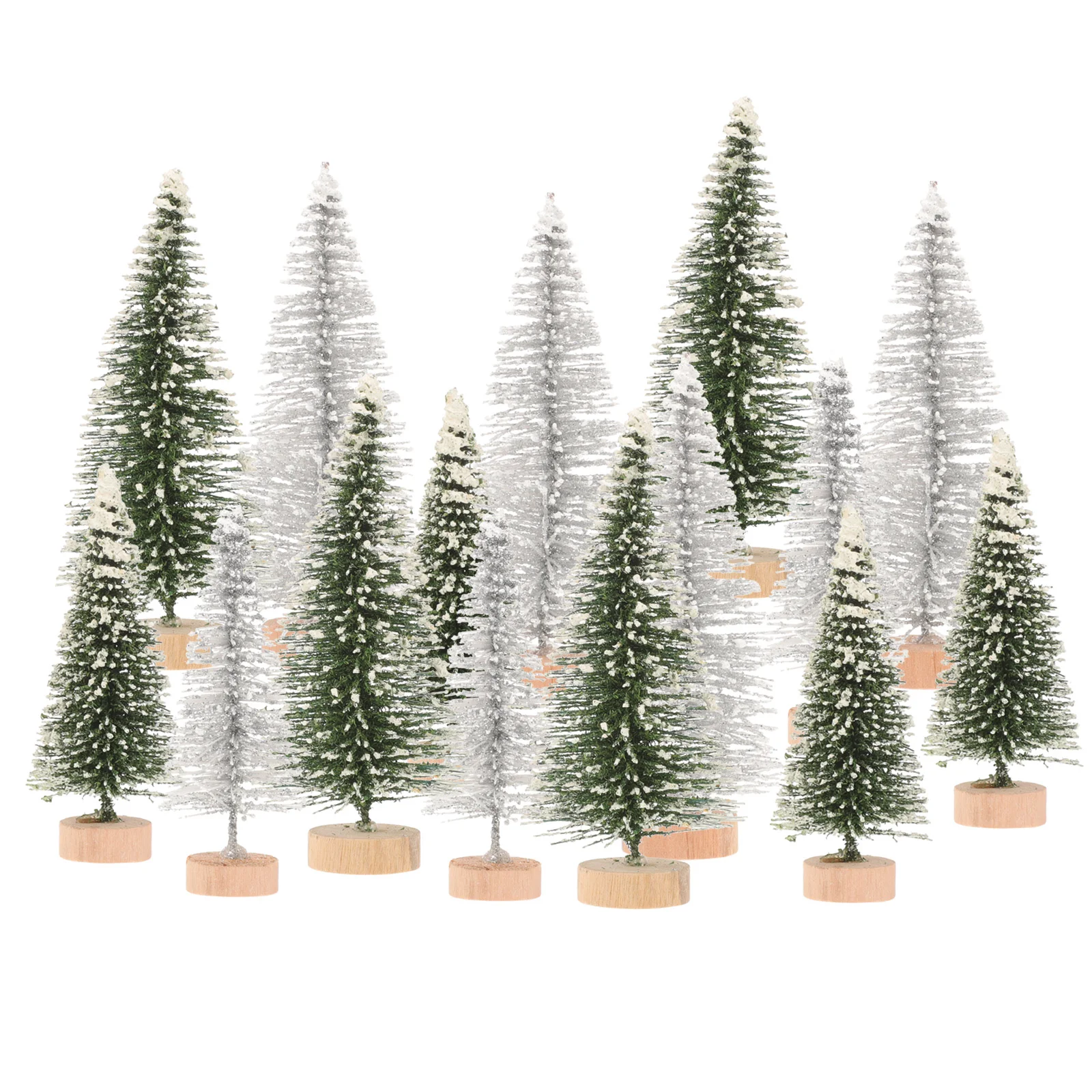 16 Pcs Mini Snowflake Frost Tree Christmas DIY Decoration Home Desktop Model Sand Table Scenery Flower Artificial