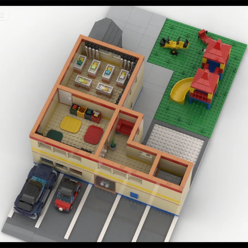 2036 MOC مركز الرعاية النهارية للمدينة واسعة تفاعلية لتقوم بها بنفسك نموذج اللبنات ألعاب عيد ميلاد هدية #2