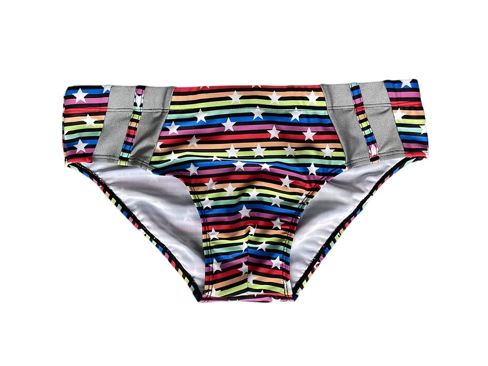 

Triangle Swimsuit Men's Fashion Printed Star Low Waist Swimsuit Cup Striped Swimsuit 10084zb