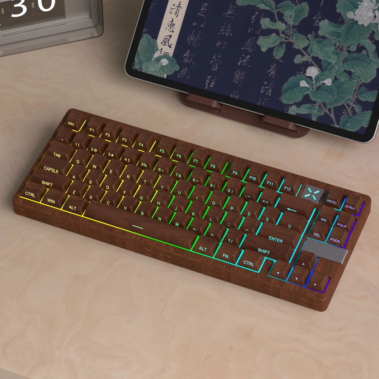 Imagem -04 - Grão de Madeira Cereja Keycaps Grupo Material Pbt Side Letter Grande Grupo Iso Layout Ansi Teclado Mecânico Hi75