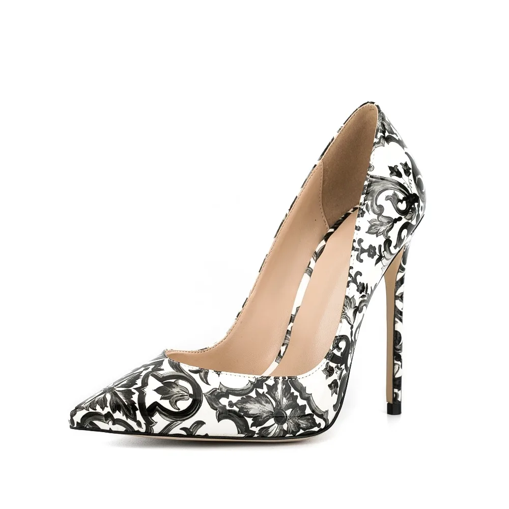 Women Baroque Floral Print Pointed Toe Pumps, Slip On Thin Stiletto Heel Dress Shoes for Wedding, Evening & Daily Formal Outfits