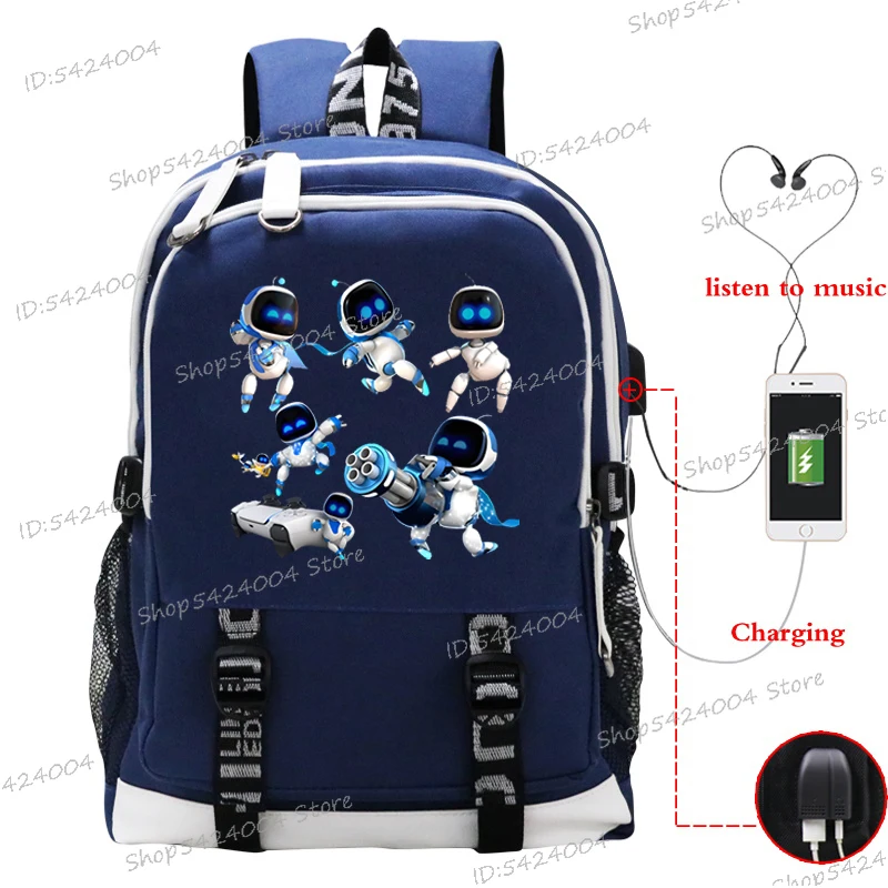 2025 New Backpack for Men Women Funny Cartoon Astro Bot Print Travel Mochila Hombre Astros Playroom Robot School Bags for Boys