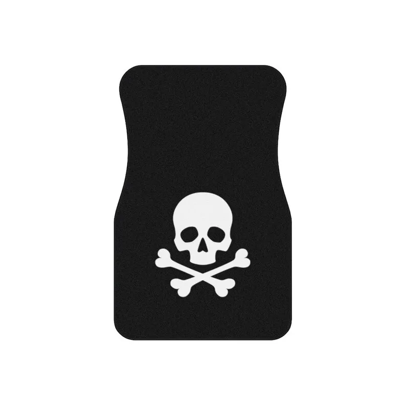 Skull and Crossbones Car Floor Mats Jolly Roger Pirate Halloween Cross Bones Skeleton Truck Accessories Set of 4