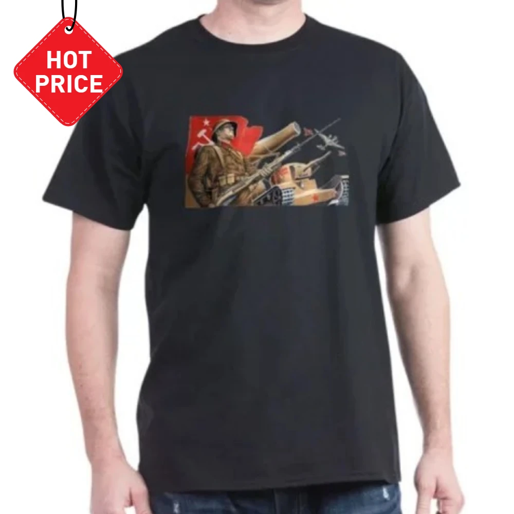 Military Soviet Union Propaganda Poster T-Shirt 100% Cotton O-Neck Short Sleeve Summer Casual Mens T-shirt Streetwear