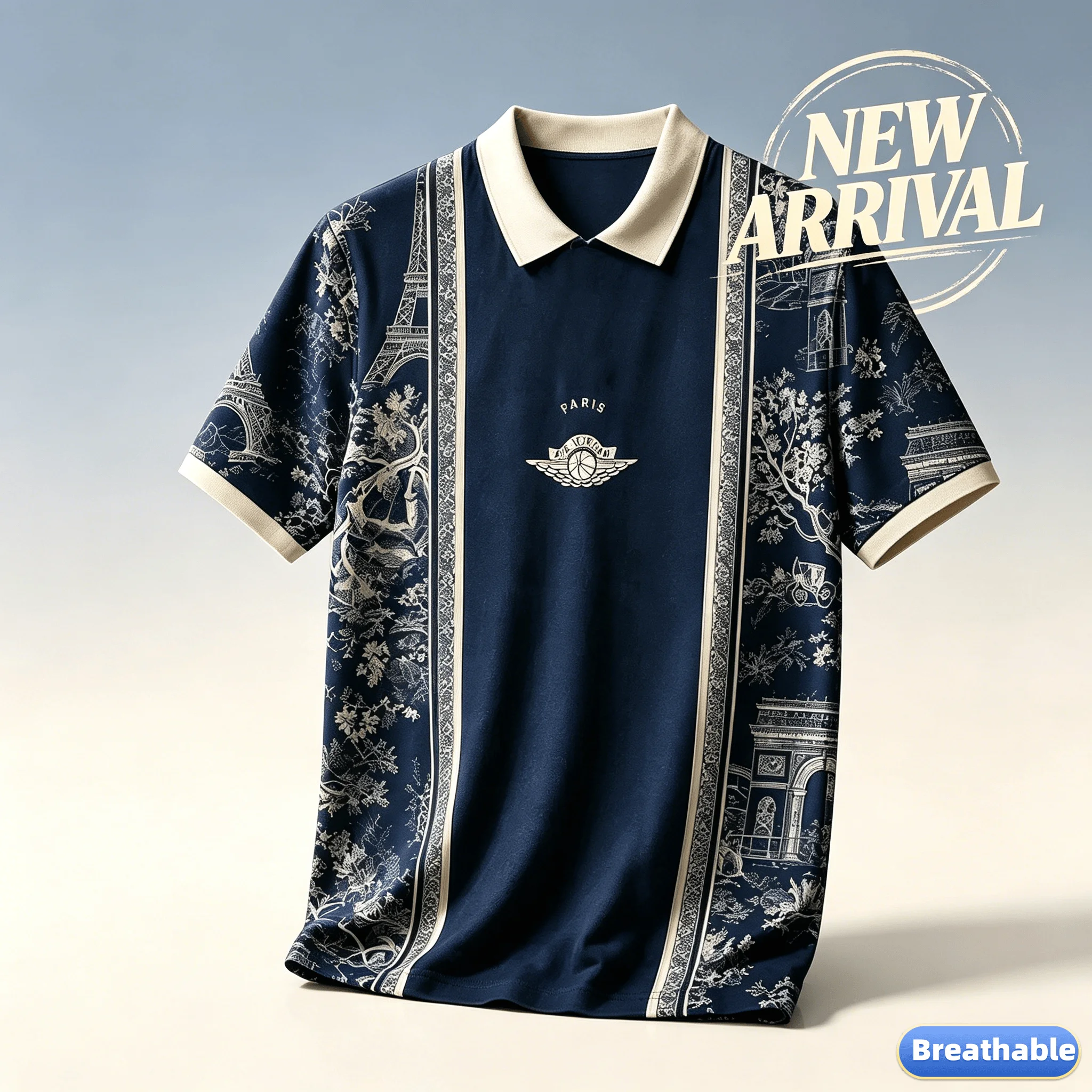 Business High-End Polo Shirt Midnight Paris Jersey Oversized Casual Comfortable Fashionable Sports Top Family Matching Clothing