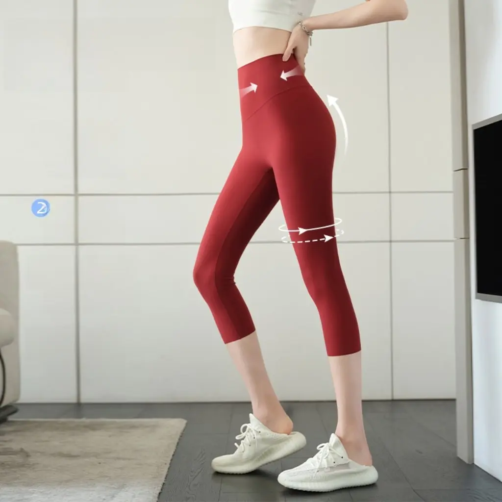 

Женские брюки из ледяного шелка с высокой талией, тонкие летние леггинсы, антибактериальные маленькие 10А, верхняя одежда для йоги, трехточечный дизайн, крутая