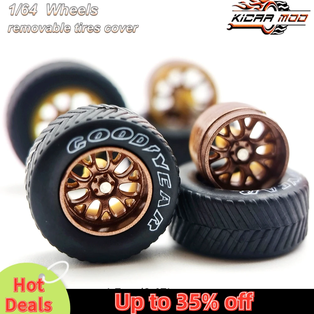 1/64 Model Car Wheels with Rubber All Terrain Tires BBS LM-R Refitting Parts for Off-road Vehicle HotWheels D: 17mm 1 Set