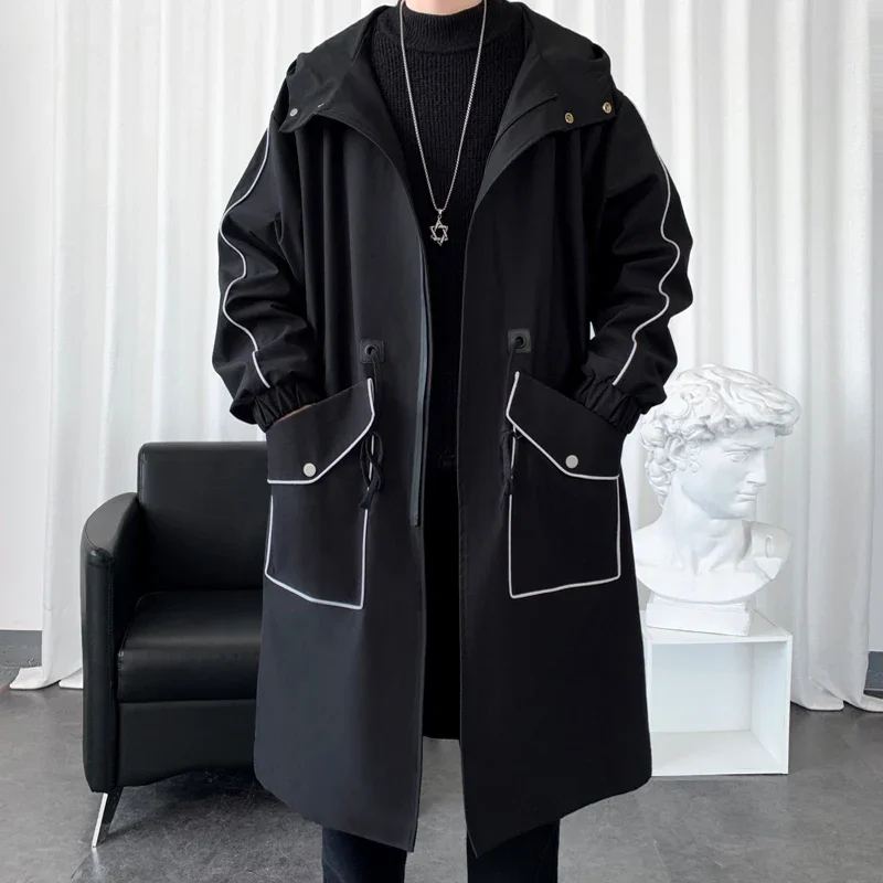 Trench Coat Men's Mid-Length Spring plus Size Men's New Clothes Spring and Autumn Senior Long Men's Casual Coat