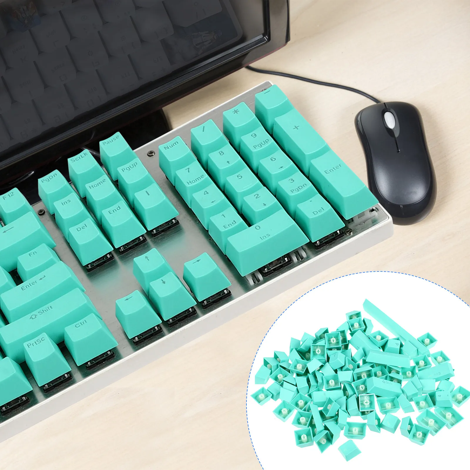 

1Set Pbt Keycaps for Mechanical Keyboard 104 Keys High Durability Injection Molded Replacement Keycap Set for Computer Keyboard