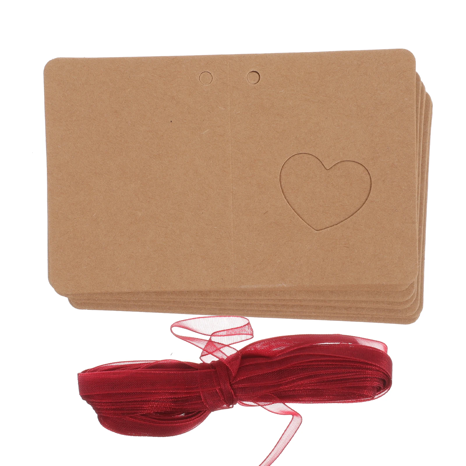 

50pcs Heart Tag Lable For Wedding Birthday Decoration With Red Rope Kraft Paper Labels for Wedding Birthday Hollow Design Memo