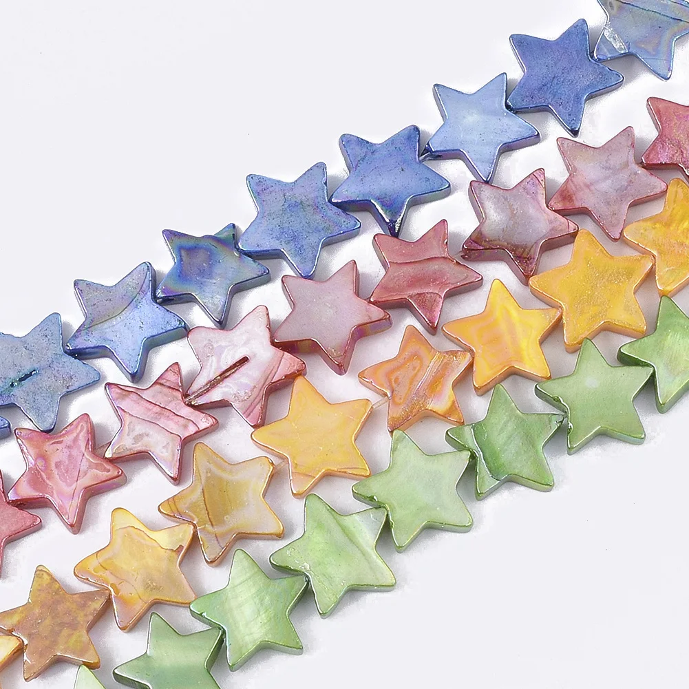

10 Strands Freshwater Shell Beads AB Color Plated Dyed Star Shape 12x12.5x3mm For Necklace Earring Set Jewelry Making Accessory