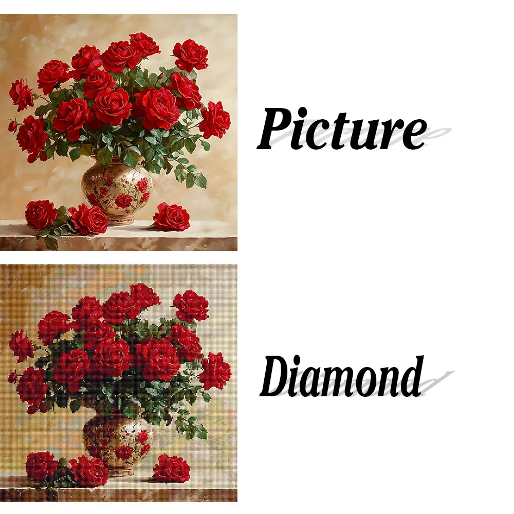 Rose Diamond Painting Full Square Round Diamond Mosaic Flower New Arrivals Handmade Gift view 3