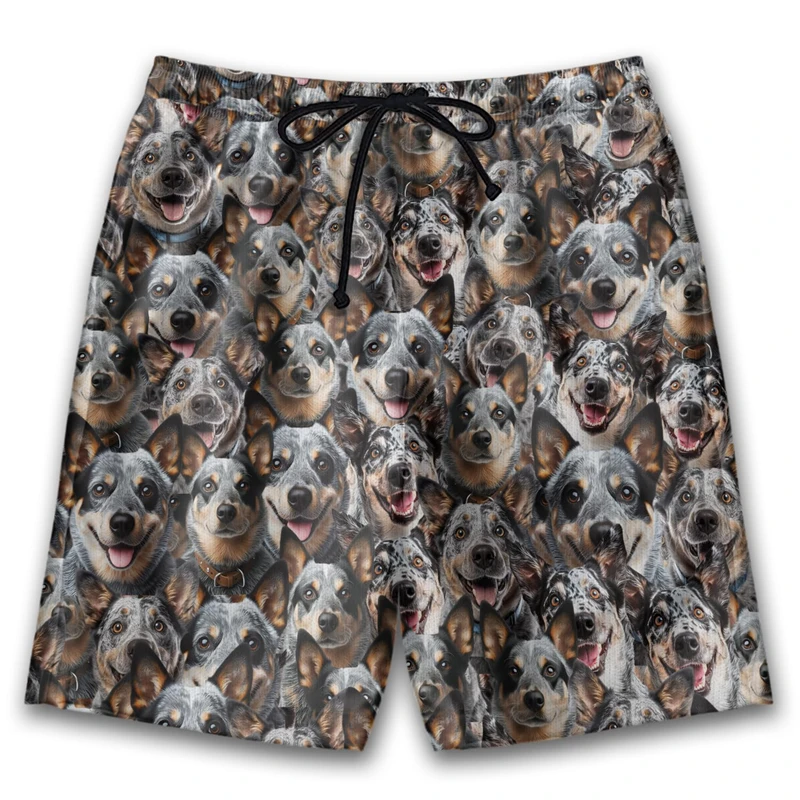 Funny Dog Face Graphic Bermudas Casual Hawaii Boardshorts Golden Retriever Pit Bull Short Pants For Men Clothes Dobermann Trunks