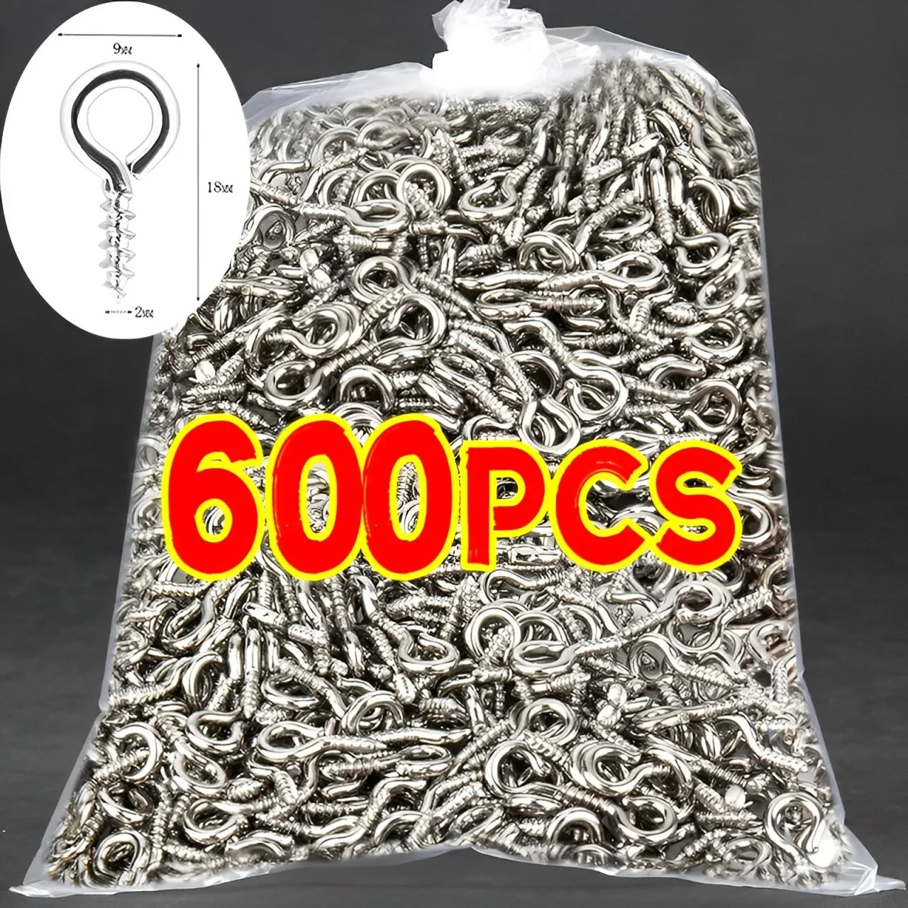 300/600pcs Small Ini Eye Pins Eyepins Hooks Eyelets Screw Threaded Stainless Steel Clasps Hook Jewelry Findings for Making DIY