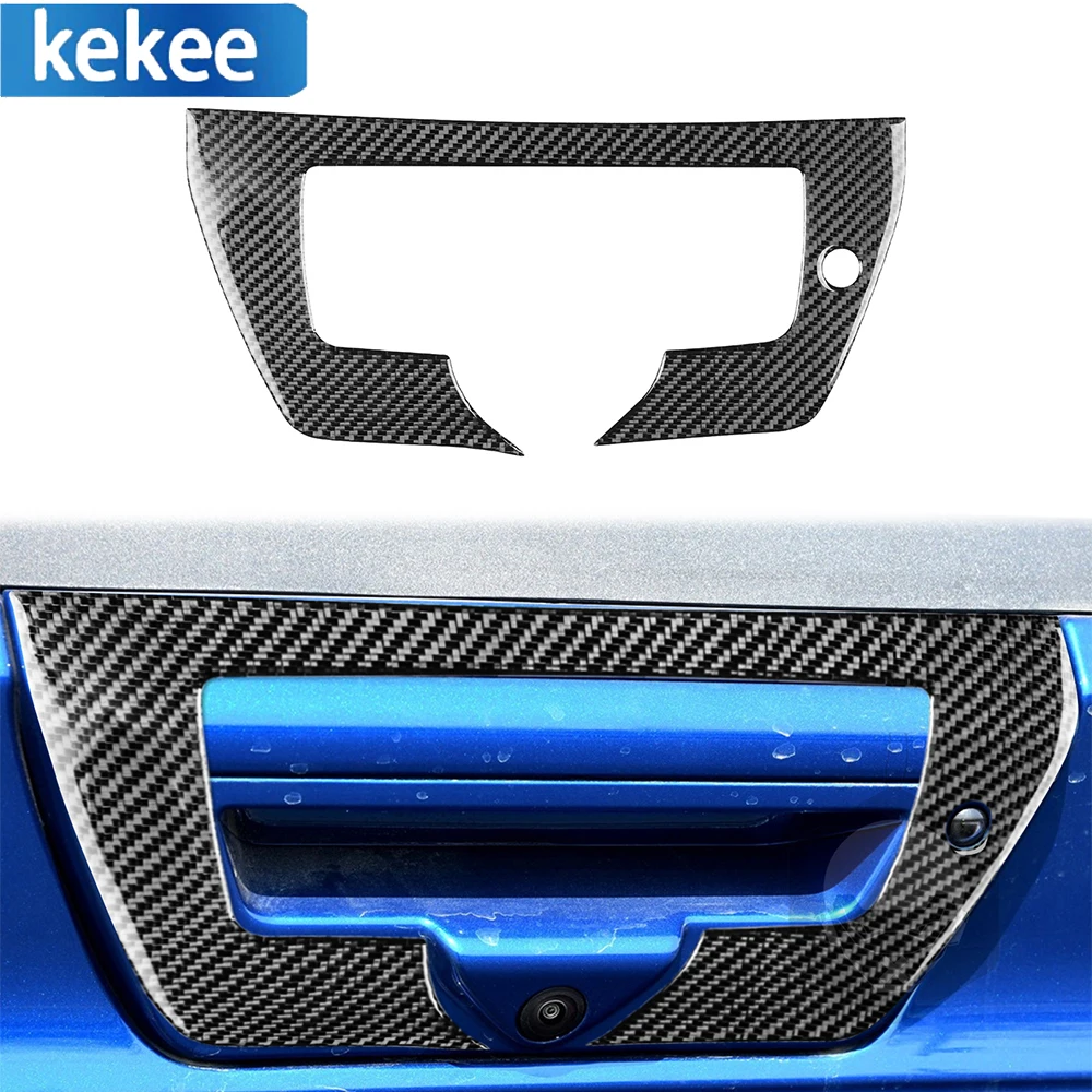 For Ford F150 Raptor 2015-2020 Real Carbon Fiber Car Rear Door Cover Switch Trunk Handle Trim Stickers Exterior Accessoriers