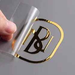 100PCS Custom Transfer 3D Sticker Shiny Gold Silver UV Print Transfer Sticker Company Logo Wedding Personalized Transfer Sticker