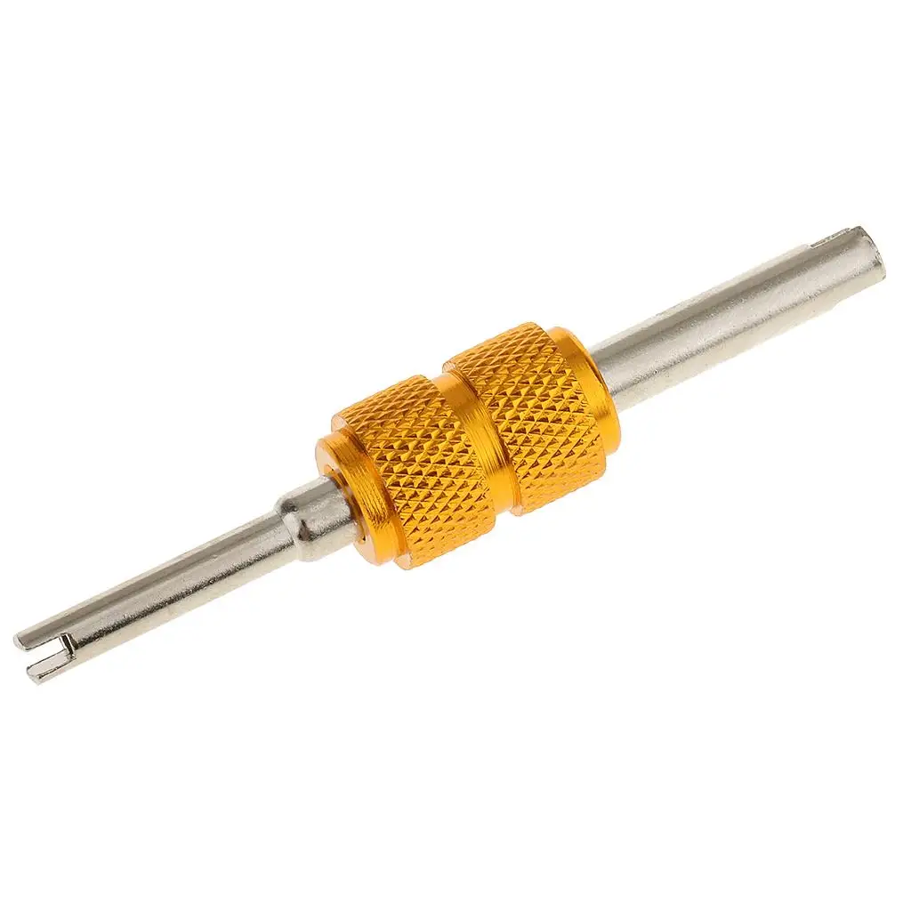 

Car Valve Remover Wrench Dual Head Metal Tire Valve Install Tool Universal Fit for Standard Valve Cores