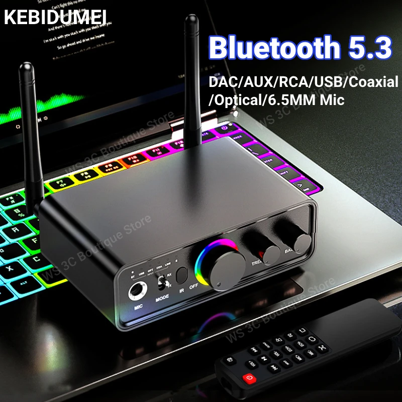 Ricevitore trasmettitore audio Bluetooth 5.3 3.5MM AUX/RCA/USB/coassiale/ottico/microfono da 6,5 mm Karaoke Hifi DSP Adattatore wireless