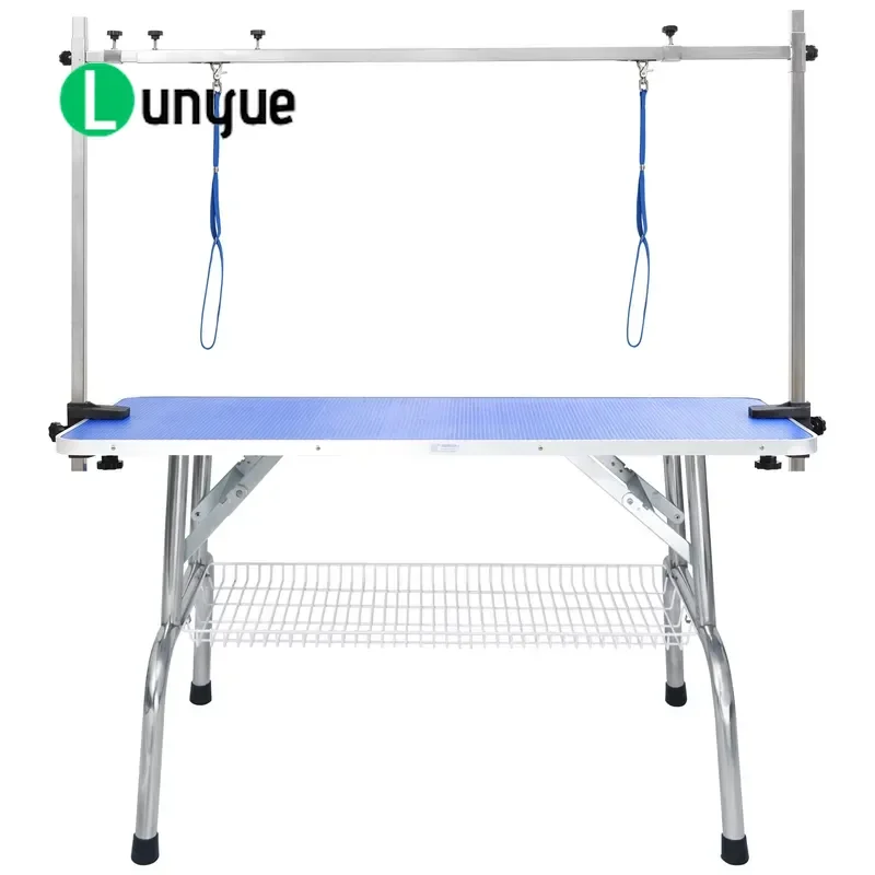 Stainless Steel Folding Pet Grooming Table with Hair Trimmer and Nets for Dog Grooming Home Use Durable Portable