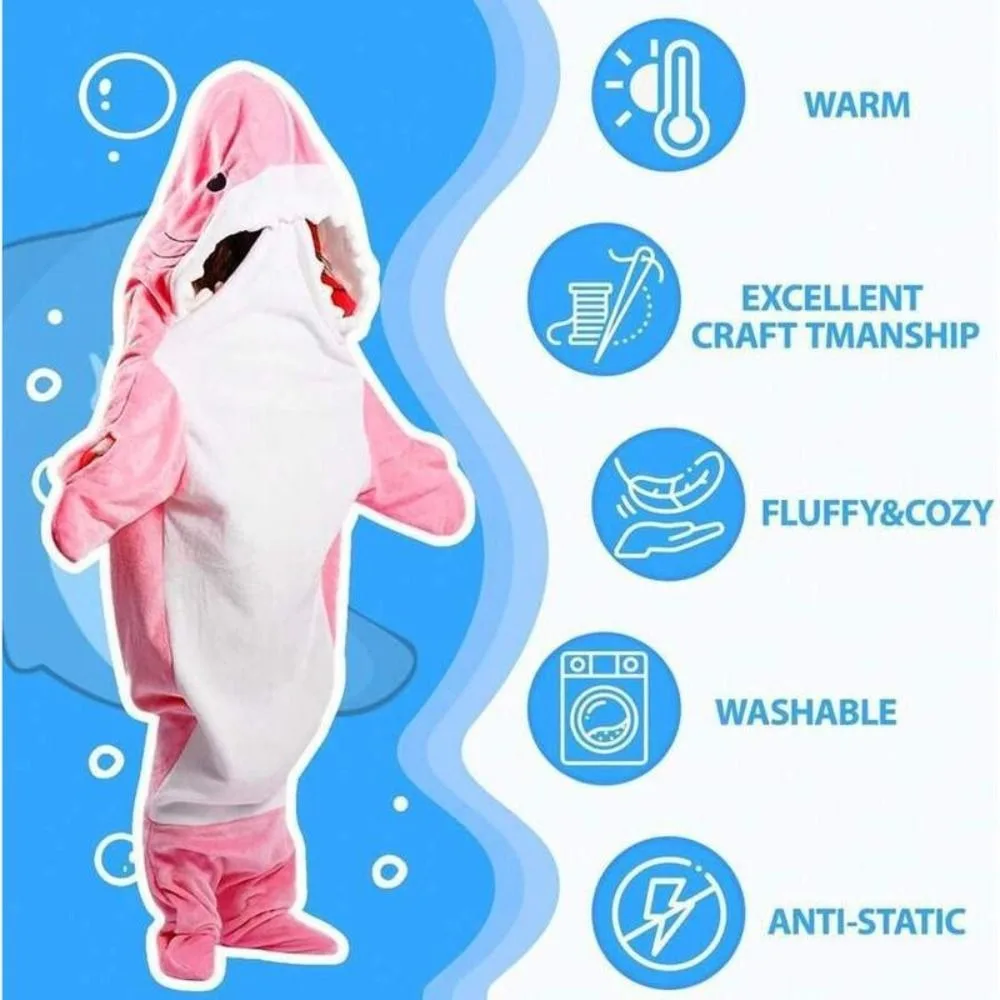 

Cozy Cartoon Shark Conjoined Pajamas Hoodie Thick Warm Shark Pajamas Nightwear Funny Winter Bodysuit Sleepwear Cosplay