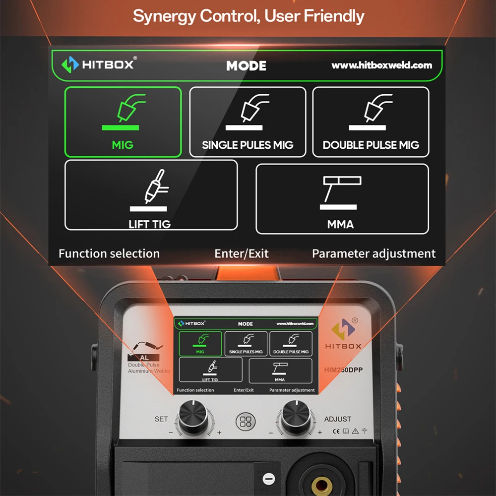 هيتبوكس 200A ماكينة لحام ألومنيوم مزدوجة النبض LCD شاشة ديجيتال غاز بدون غاز MIG/MMA/رفع TIG/بقعة أداة لحام عاكس IGBT #3