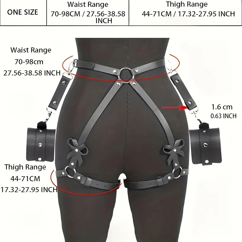 Sexy Toys For Women/man Black Garter Belt Underwear Erotic Products Sexsuale Kit Kit Handcuffs Leg Straps Hip Restraints Sexshop