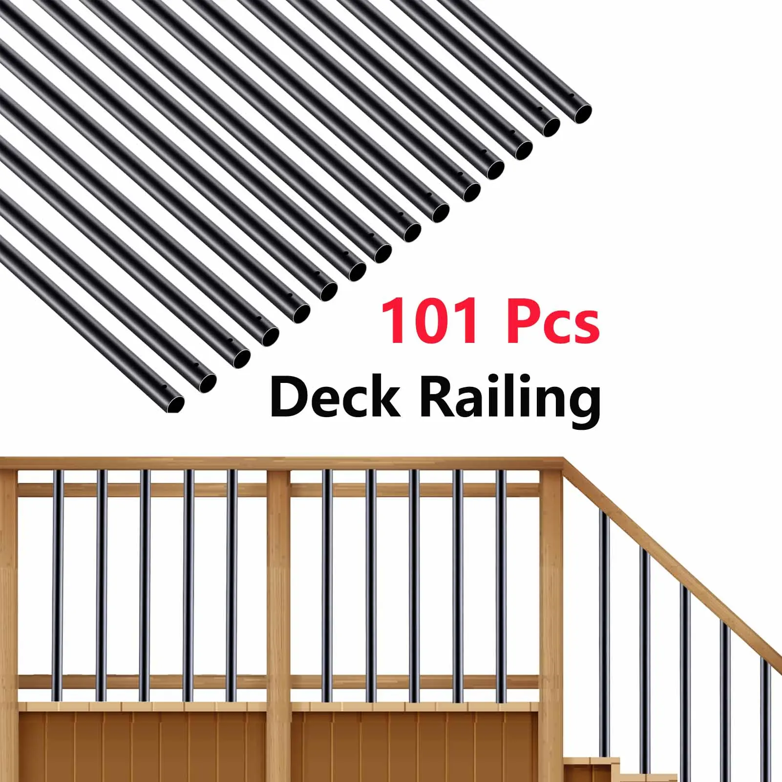 

101Pcs 26inch Deck Railing Aluminum Staircase Deck Spindles Balusters with Screws for Outdoor, Indoor Stair Deck Porch Railing