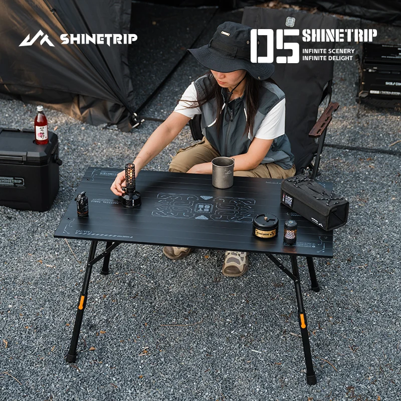 Portable Tactical Camping Table ShineTrip Aluminum Alloy Freely Expandable Stable Multi‑Gear Height Adjustable Backyard Table