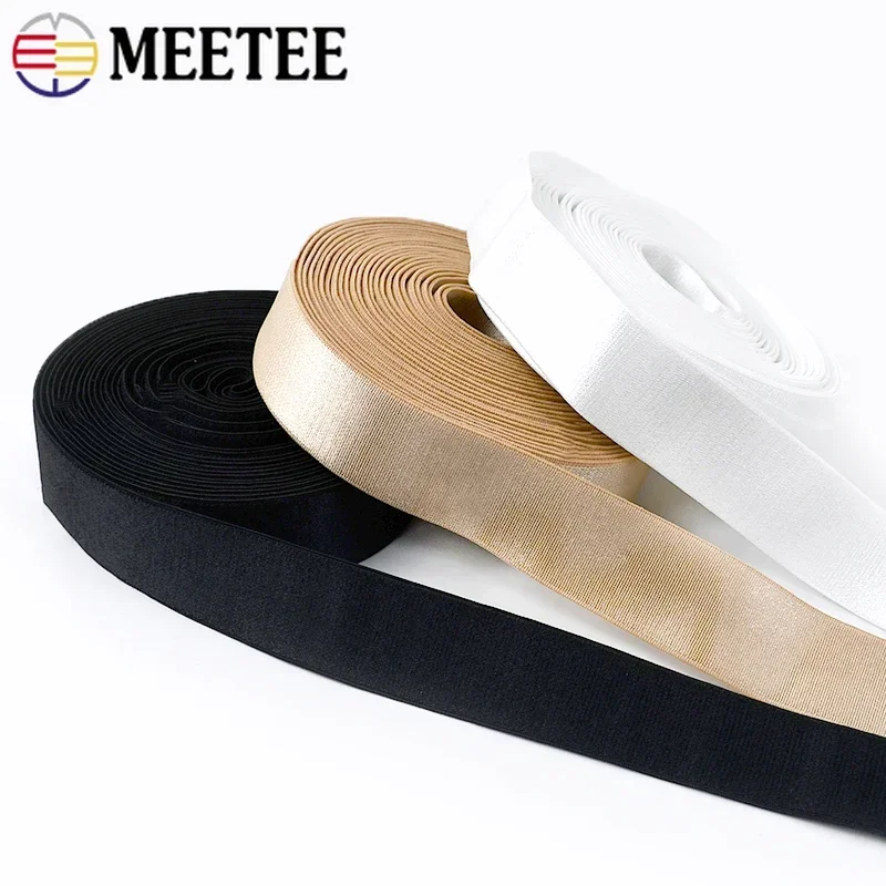 10/20/50Meter Meetee 6-30mm Nylon Elastic Bands for Underwear Shoulder Strap Bra Belt DIY Garment Rubber Tape Sewing Accessories