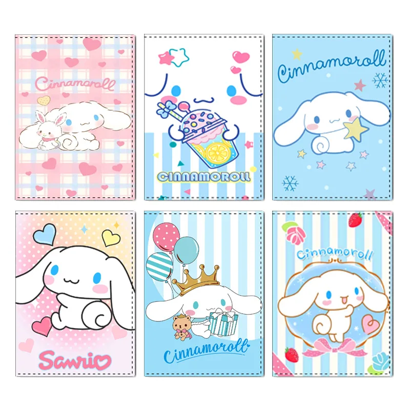 Sanrio Cinnamoroll kawaii Cartoon PU PU Leather Business Card Bag Passport Cover Credit Card Holder Travel Covers Wallet Pouch